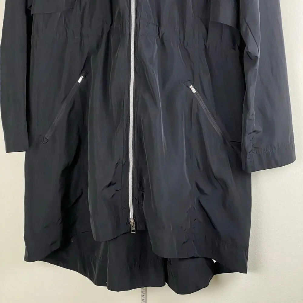 Athleta Rain Drop Jacket Black Anorak Cinch Waist Size L - Picture 7 of 14